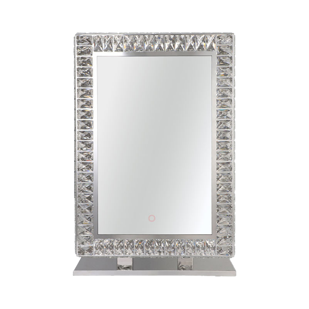 80 x 60cm Crystal Frame Vanity Mirror with 3 Lights Control