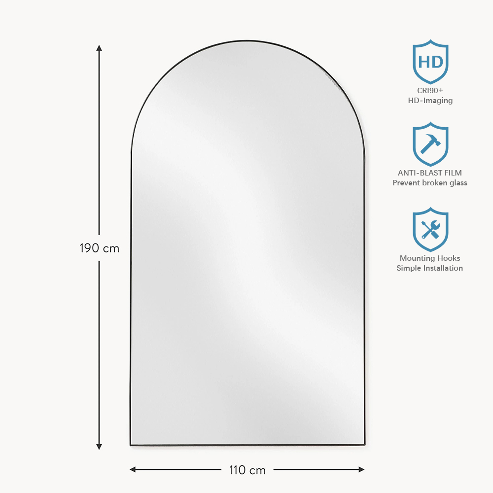 (Set of 1)190 x 110 cm Large Leaning Mirror Finley with Mounting Hooks