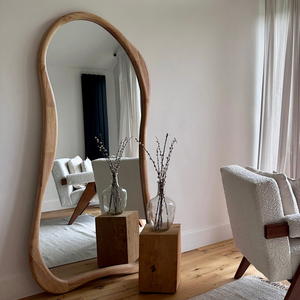 (Set of 1)180 x 120 / 170 x 85 cm Arcurva 3 Color Wood Floor Mirror