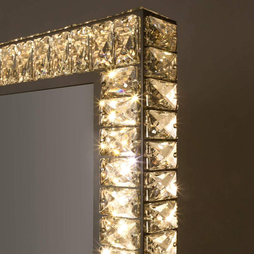 80 x 60cm Crystal Frame Vanity Mirror with 3 Lights Control