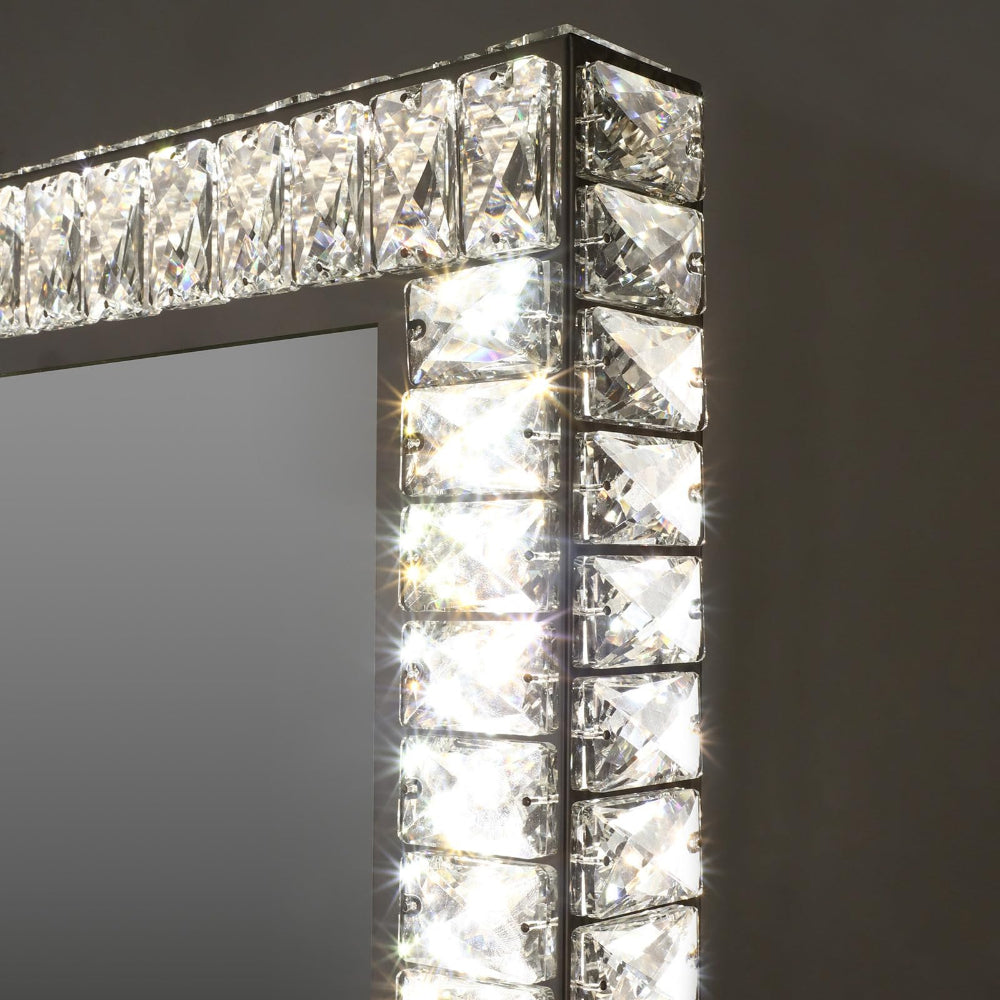 80 x 60cm Crystal Frame Vanity Mirror with 3 Lights Control