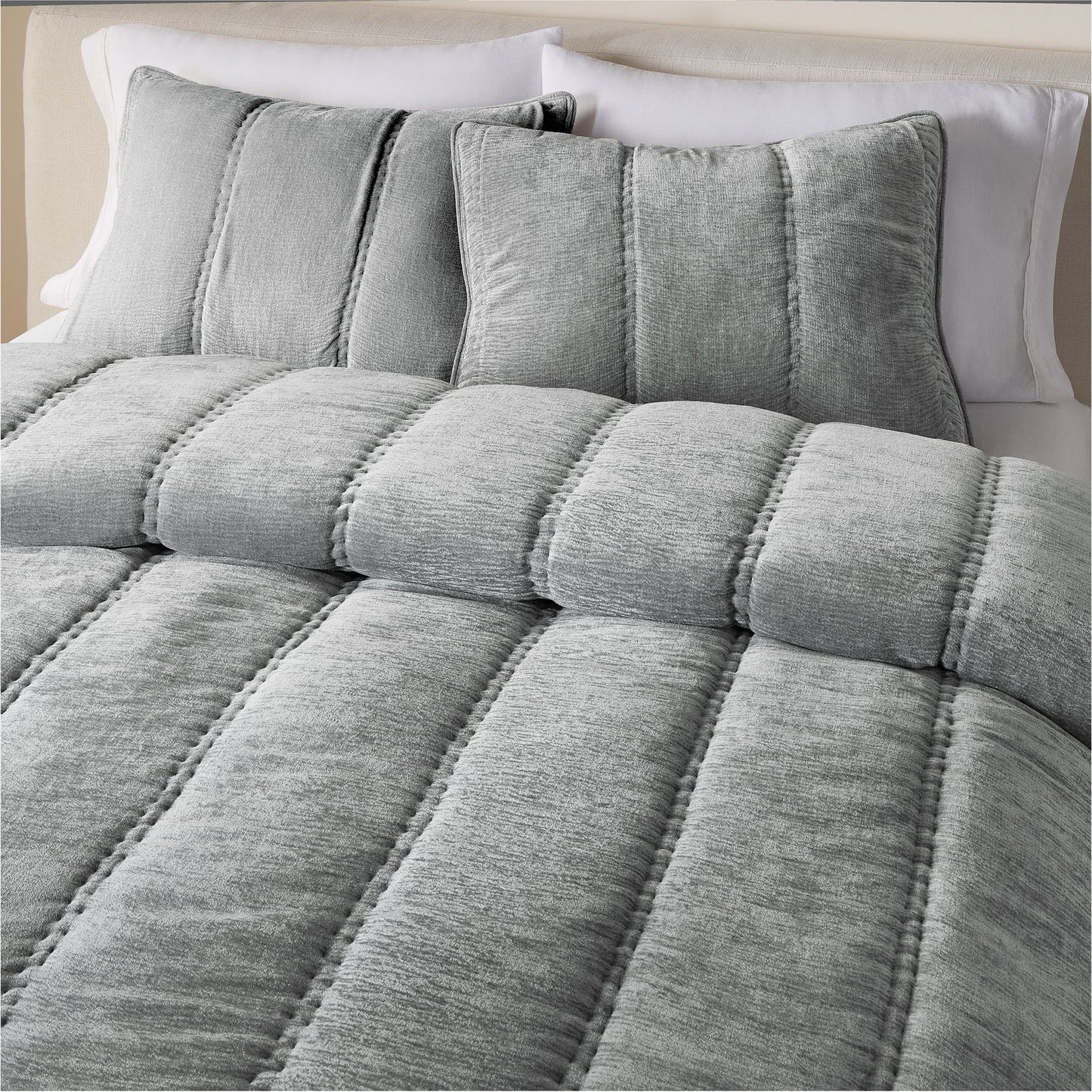 Striated Chenille Linear Comforter & Shams