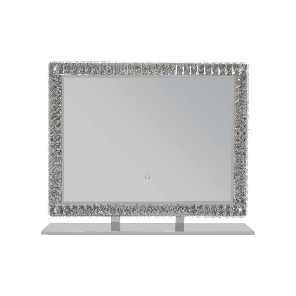 80 x 60cm Crystal Frame Vanity Mirror with 3 Lights Control