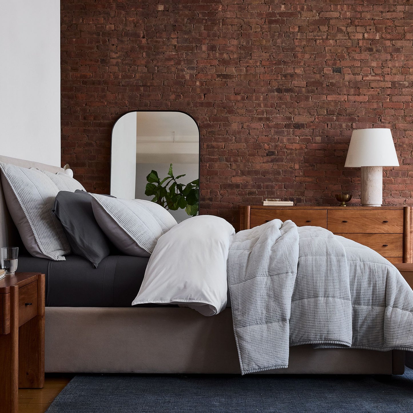 Heathered Linear Comforter & Shams
