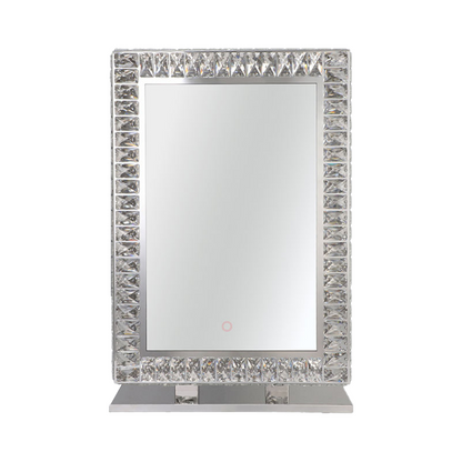 80 x 60cm Crystal Frame Vanity Mirror with 3 Lights Control