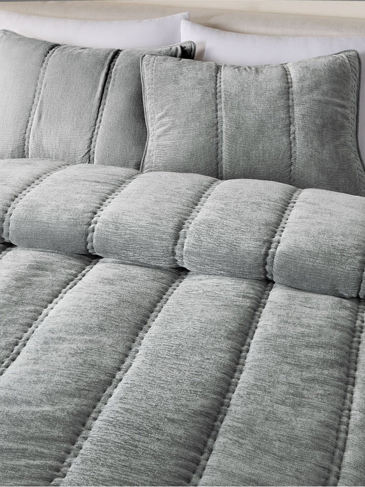 Striated Chenille Linear Comforter & Shams