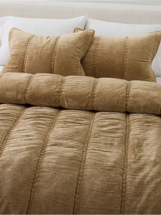Striated Chenille Linear Comforter & Shams