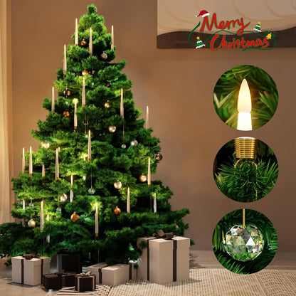 🎁Promotion de Noël anticipée - 49 % de réduction🎄Bougies LED pour sapin de Noël avec crochet en boule de cristal transparent