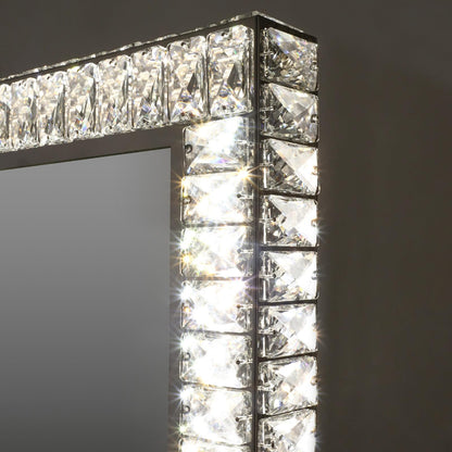80 x 60cm Crystal Frame Vanity Mirror with 3 Lights Control